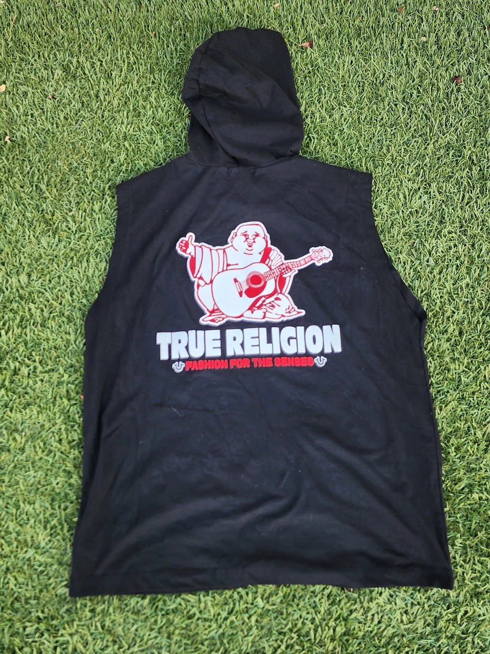 True Religion Jet Black HS Box Hooded Tank - M